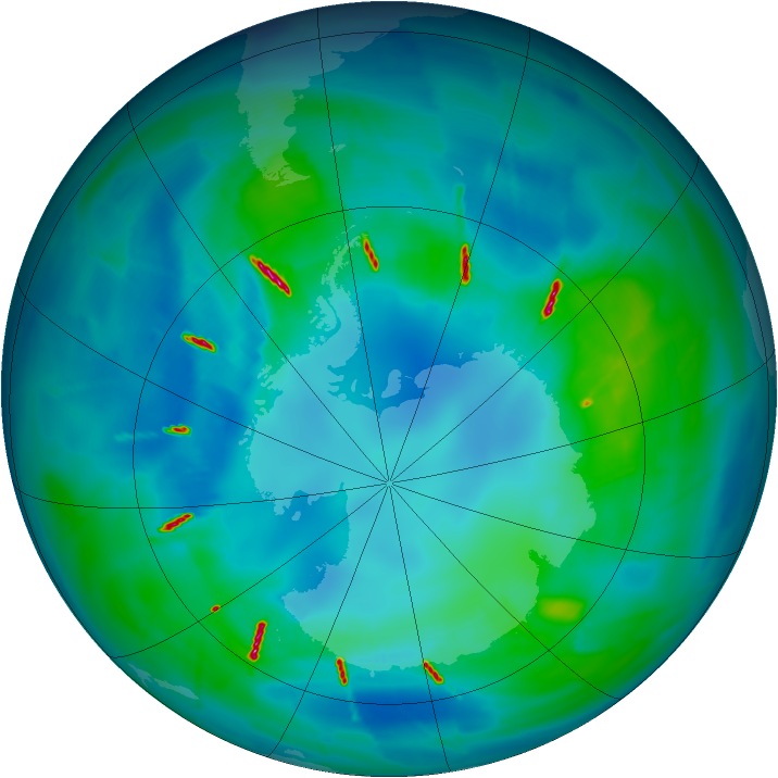 Antarctic ozone map for 18 April 2010